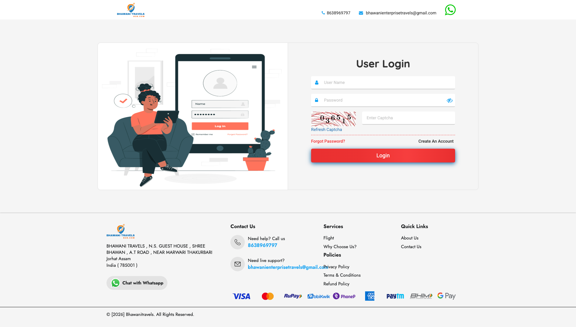 Bhawani Travels website preview