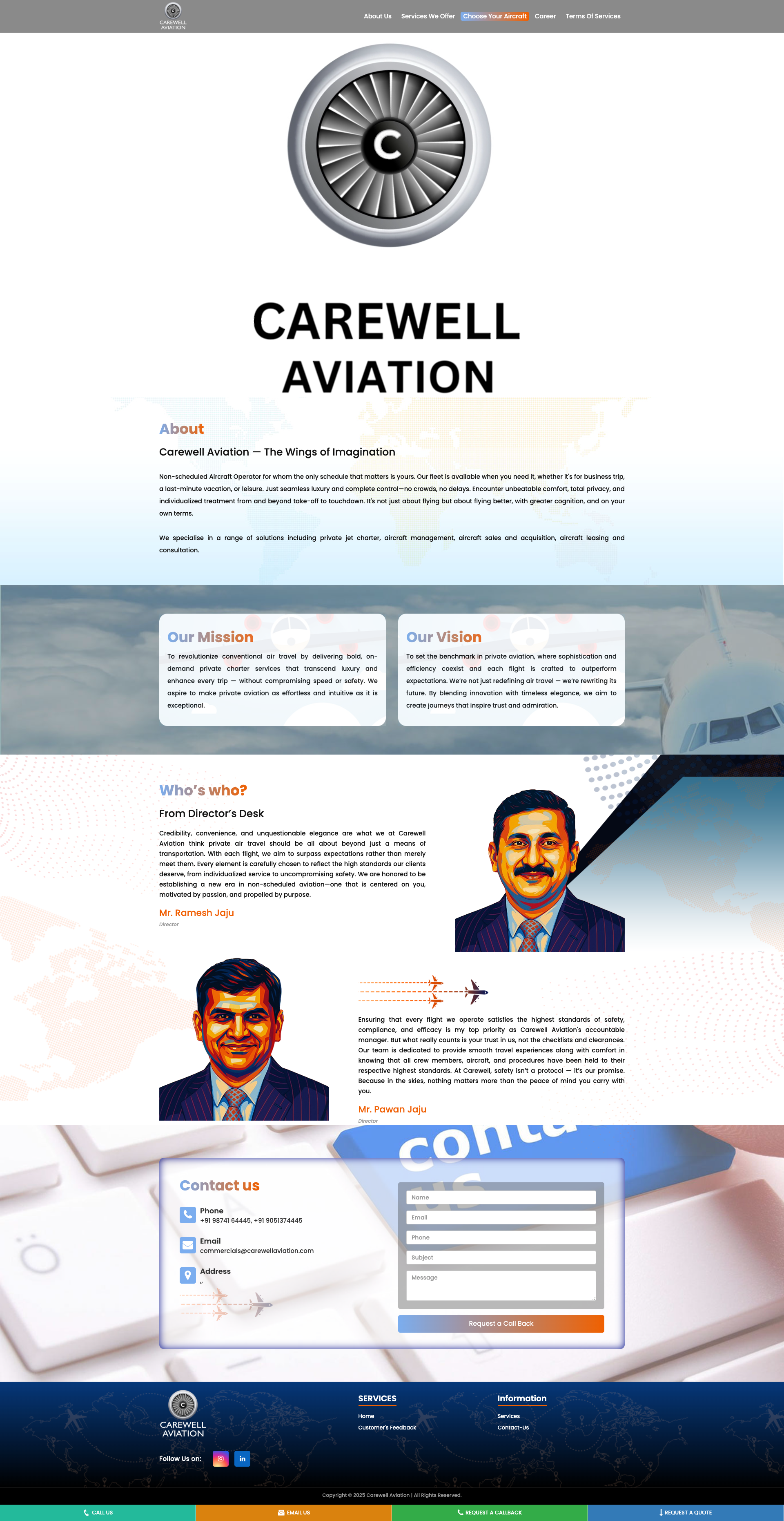 Carewell Aviation website preview